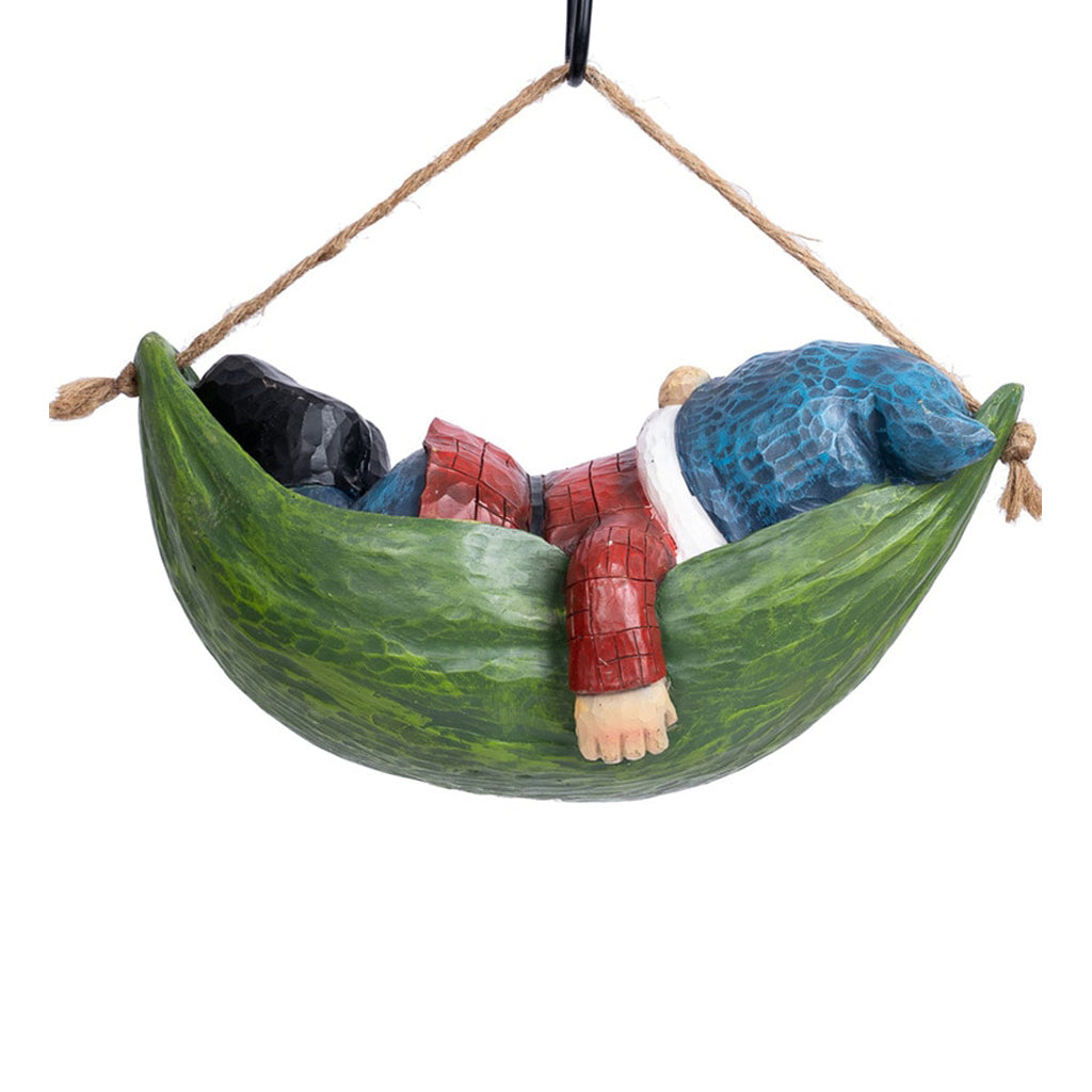 Wonderland Sleeping Gnome on Hammock Garden Decor, Home Decor, Hanging Gnome, Hanging Decor - myBageecha