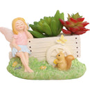 Beautiful Fairy Sitting with Cart Resin Succulent Pot