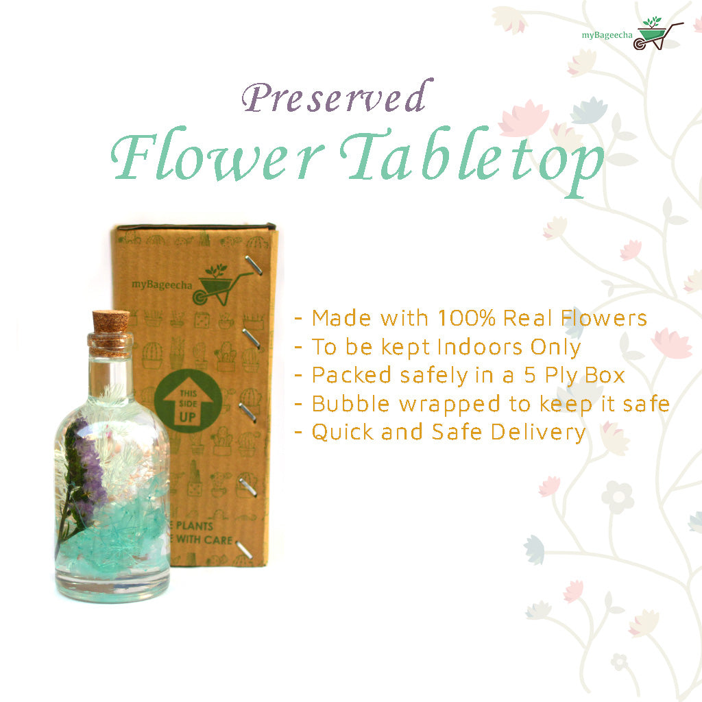 Frolicking Blues Preserved Flower Tabletop - myBageecha