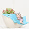 Cute Girl on Whale Resin Succulent Pot