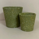 Set of 2 Green Terrazo Terracotta Pot