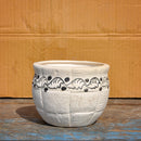 Medium Cross-Lined Ceramic Pot Garden Essentials myBageecha - myBageecha