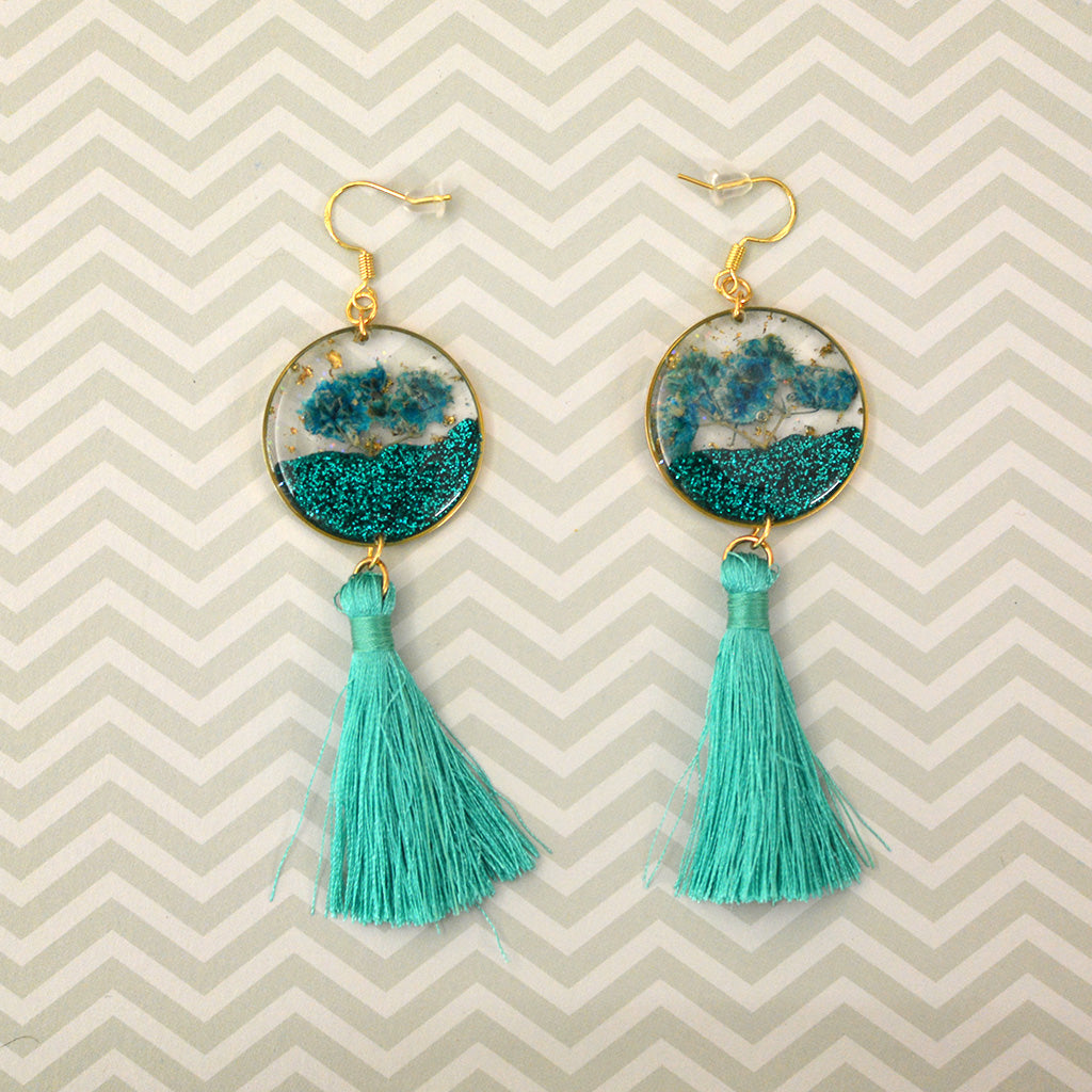 Oceanic Tassel Real Dried Flower Earrings - myBageecha