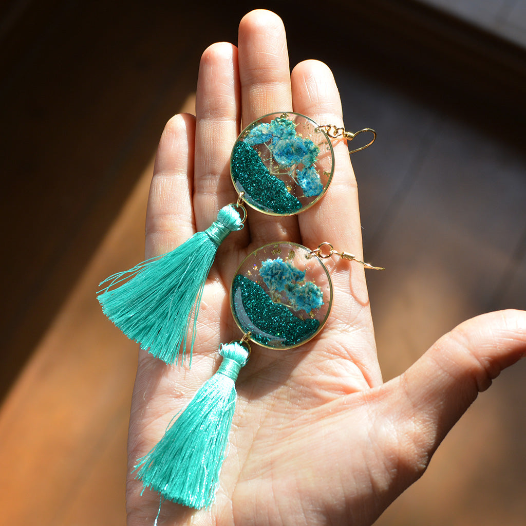 Oceanic Tassel Real Dried Flower Earrings - myBageecha