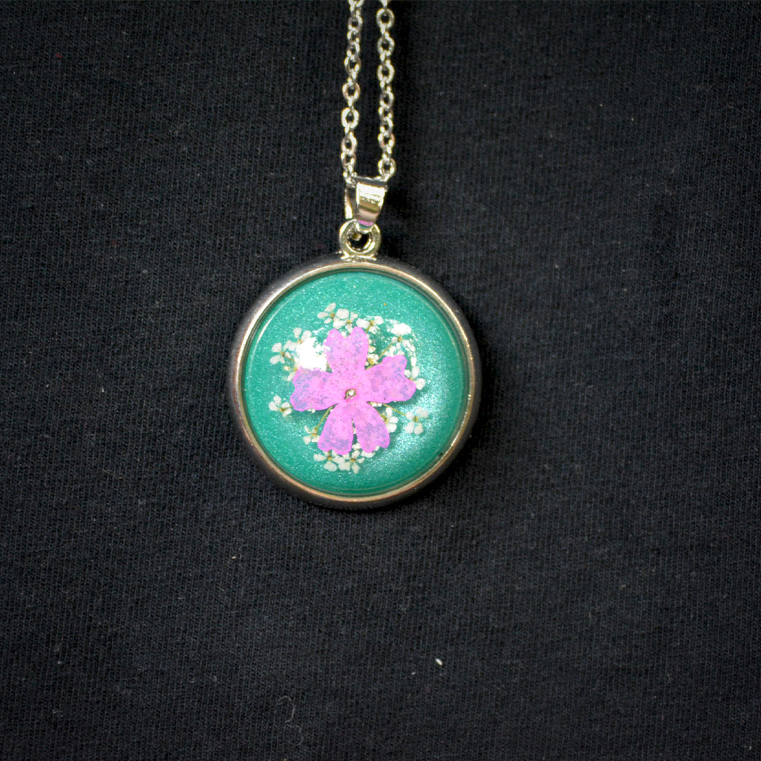 Turquoise Pop Real Dried Flower Necklace - myBageecha