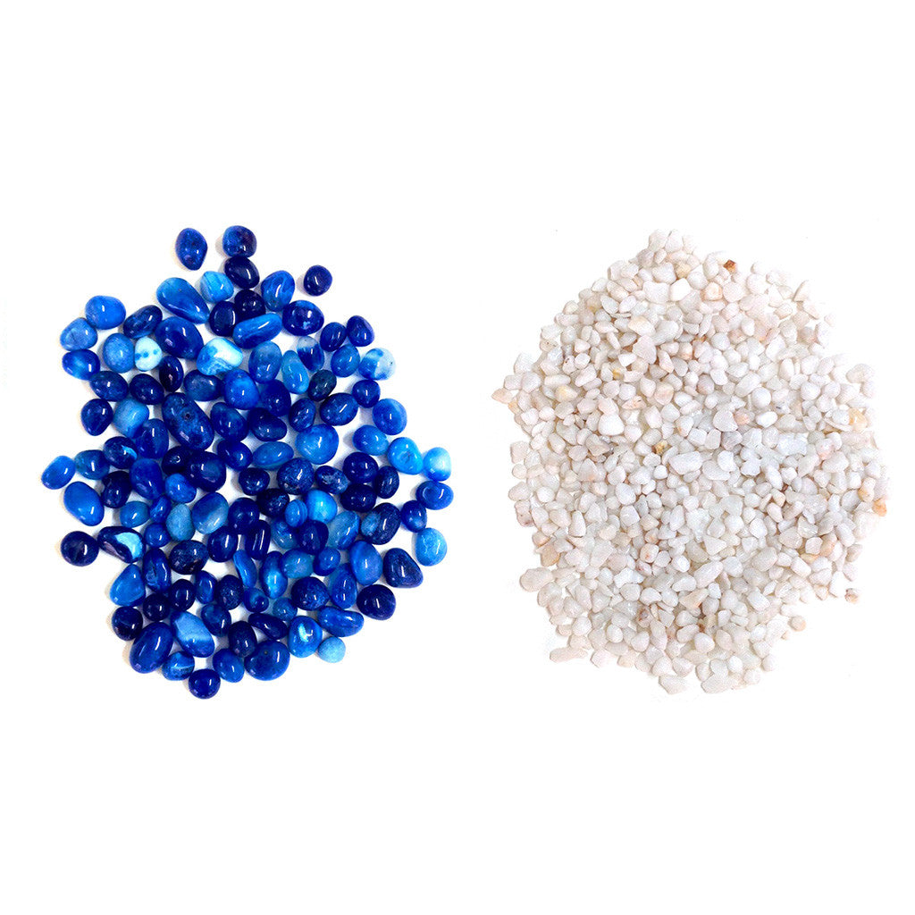 1Kg Blue Onyx Pebbles + 1Kg White Chips Polished Pebbles Decor myBageecha - myBageecha