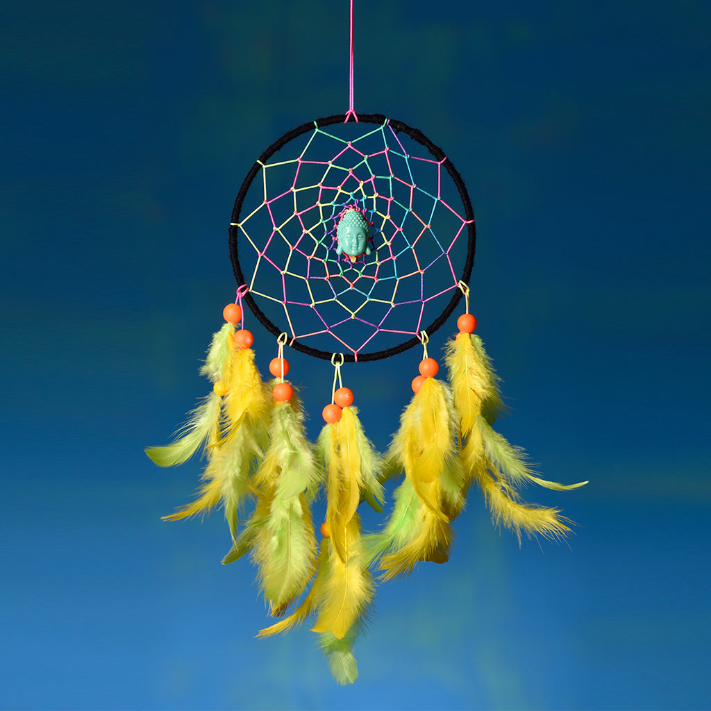 Psychedelic Neon with Blue Buddha Dreamcatcher - myBageecha