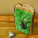 Purple & Poppy Tabletop Moss Frame in Wooden Bark