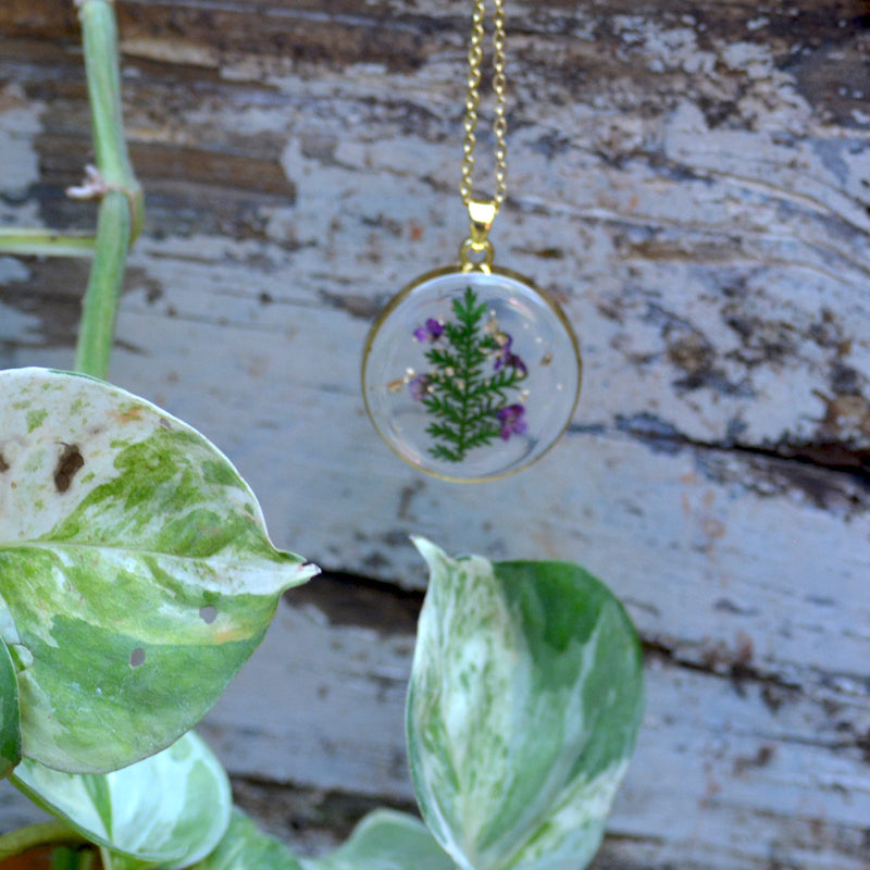 Relucent Fern Real Dried Flower Necklace