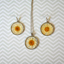 Retro Classic Necklace Real Dried Flower Earring Set