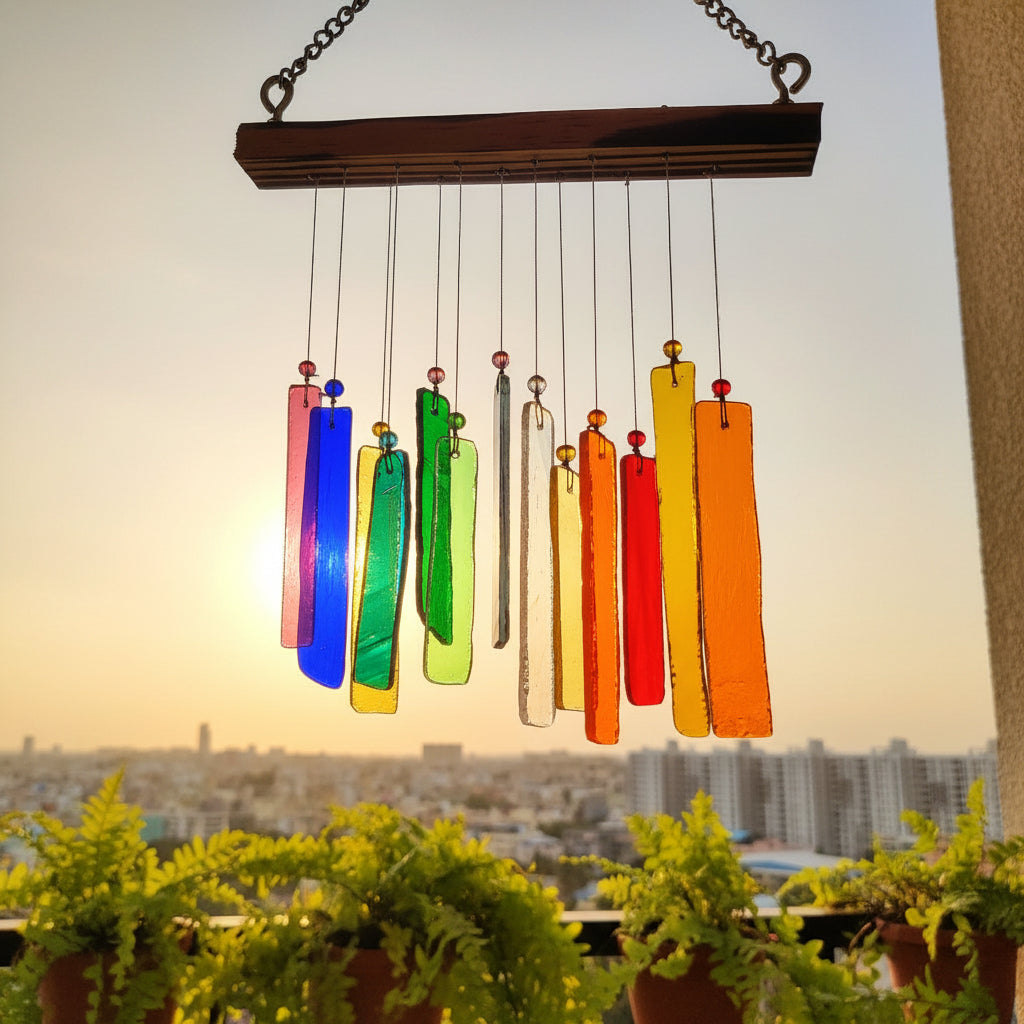 Suncatcher Rainbow Strip Stained Glass Windchime - myBageecha