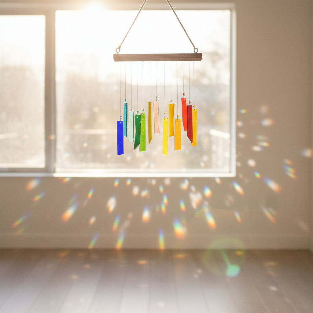 Suncatcher Rainbow Strip Stained Glass Windchime - myBageecha