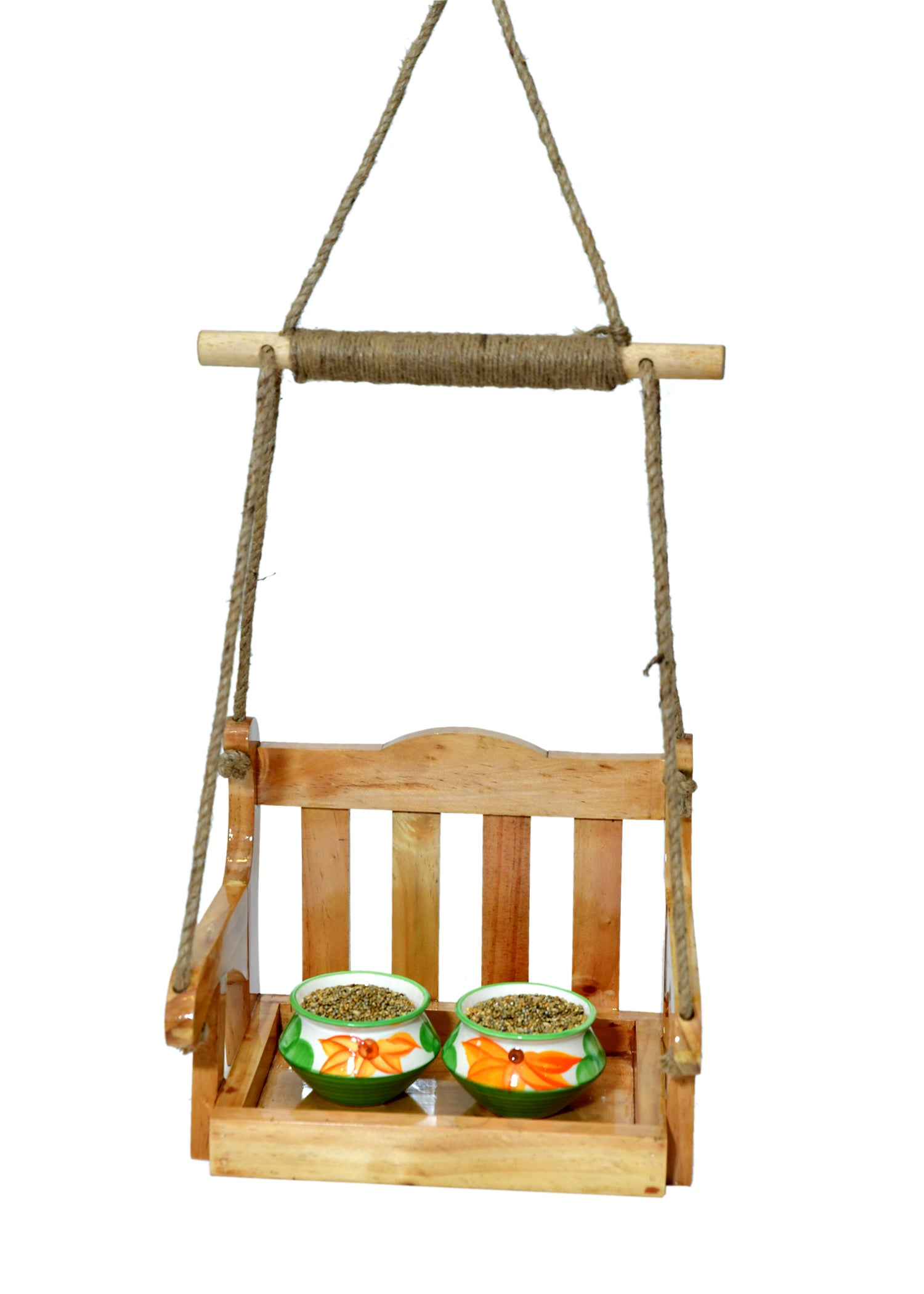 The Wooden Chair Handcrafted Hanging Bird Feeder - myBageecha