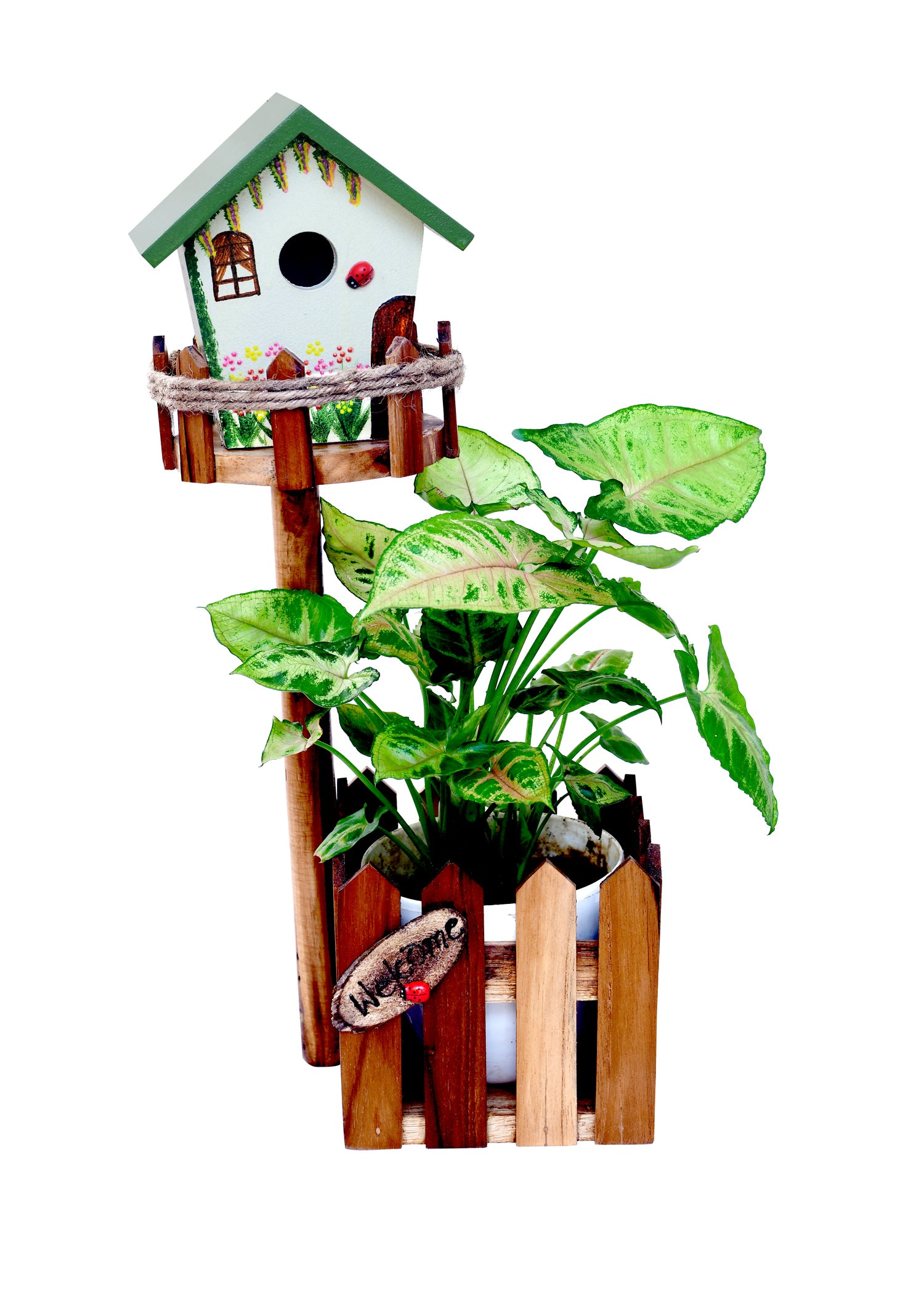 Birdhouse Planter Handcrafted Wooden Pot - myBageecha