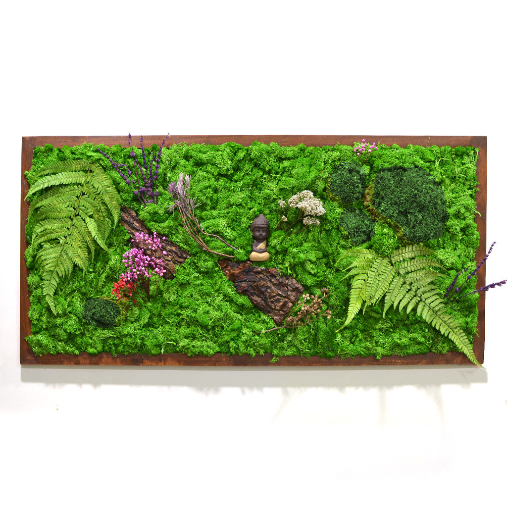 The Enlightened Bodhi Preserved Moss Frame with Dark Wood - myBageecha