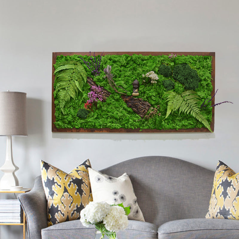 The Enlightened Bodhi Moss Frame with Dark Wood