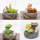 Set of 4 Cute Monks Resin Succulent Pots