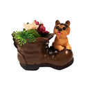 Cute Pup with Planter in Shoe Design Planter