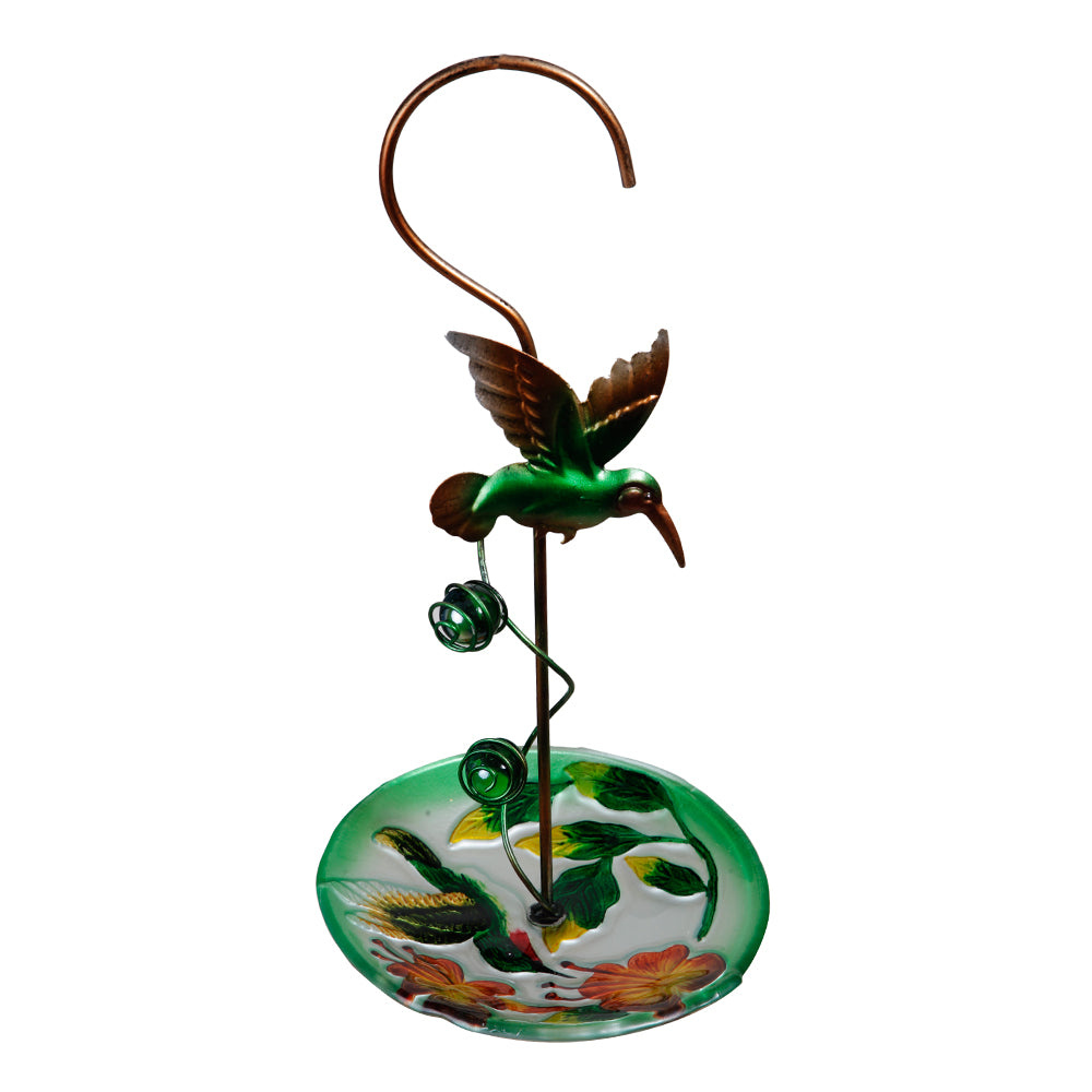 Hanging Green Bird With Glass Feeder - myBageecha