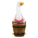 Pink Duck with Barrel Planter