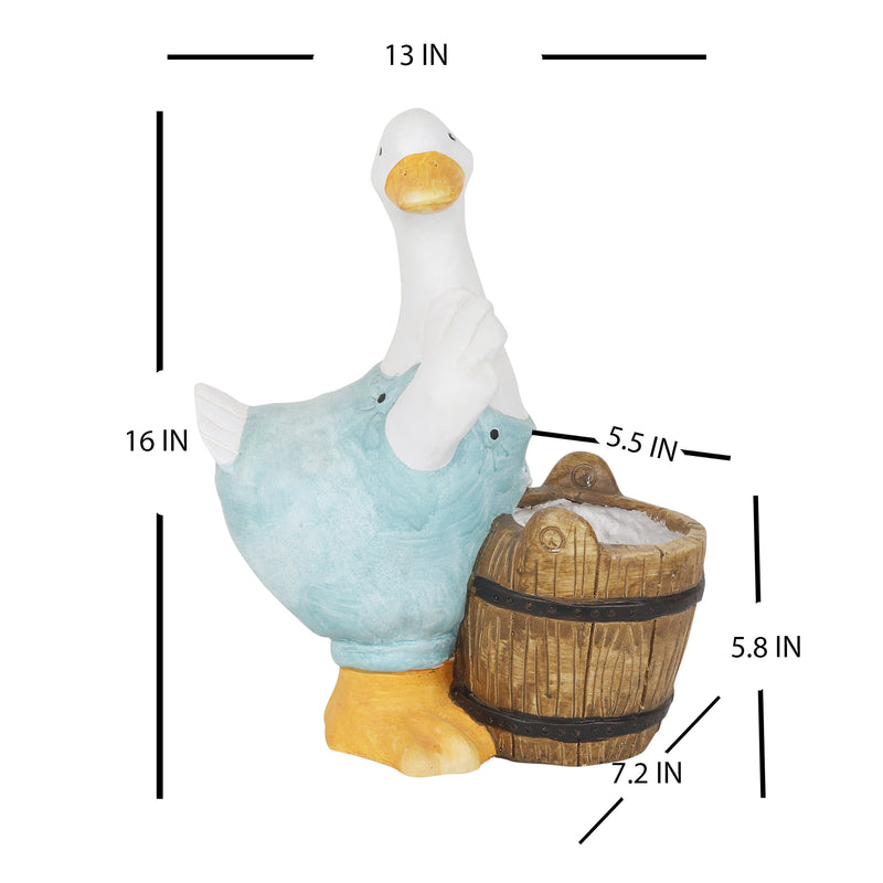 Blue Duck with Barrel Planter