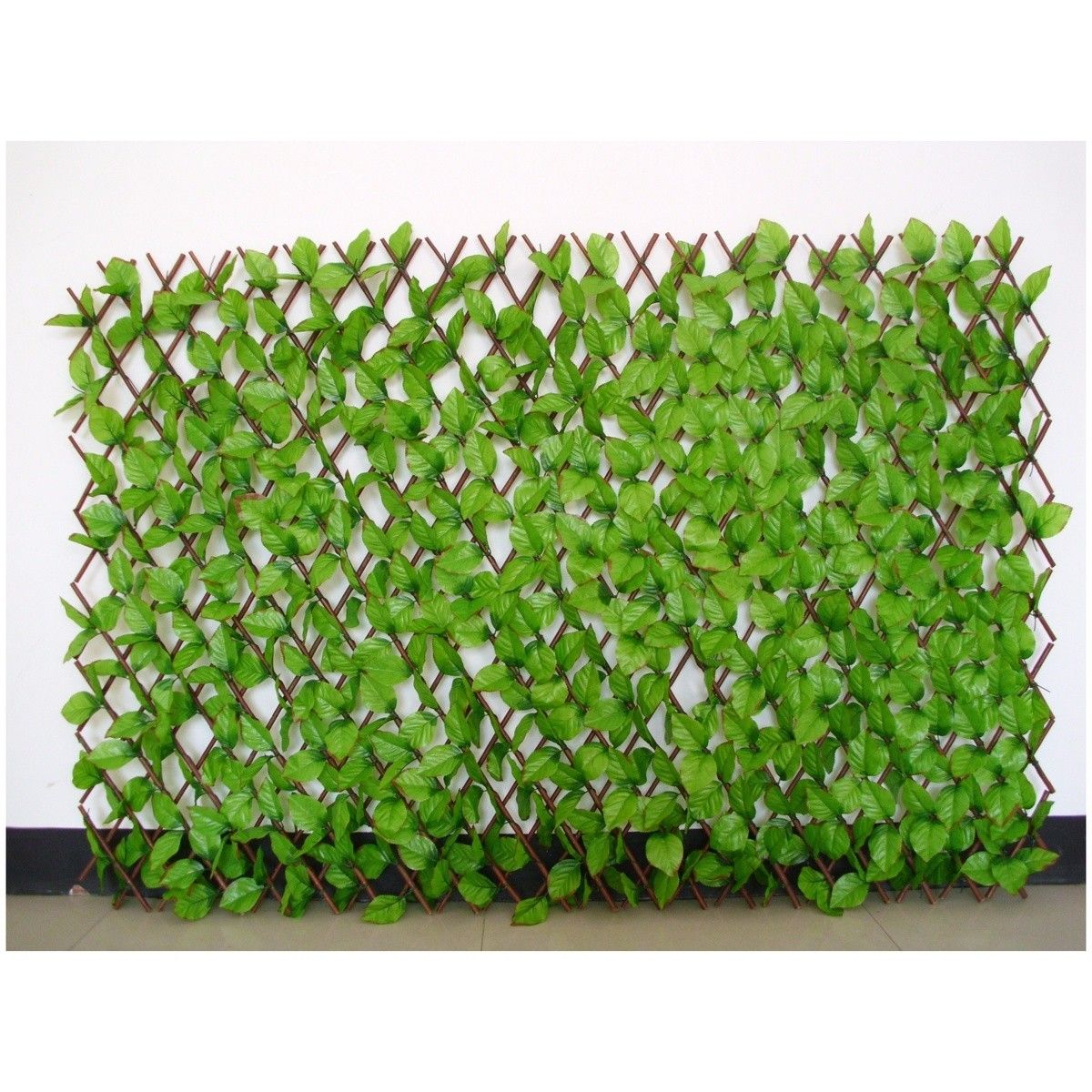 Expandable Willow fence with artificial green leaves & white flowers - myBageecha