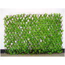 Set of 2 Expandable Willow fence with artificial green leaves & white flowers