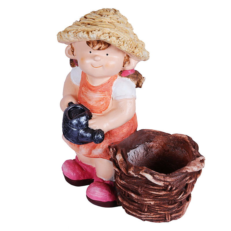 Farm Boy with spade & Girl with water can planter