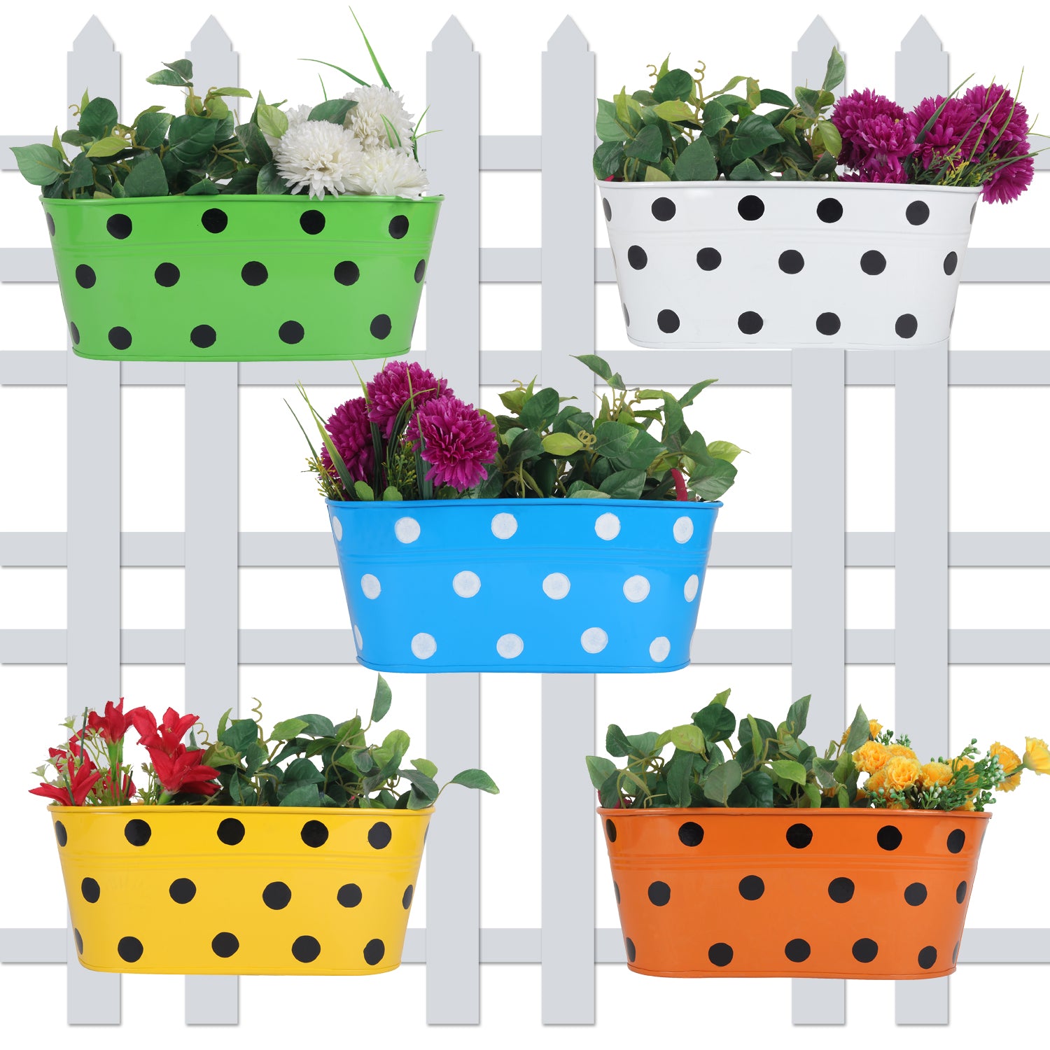 Polka Dot Railing planters(Set of 5) - myBageecha