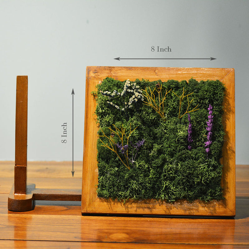 Wily Magenta Tabletop Preserved Moss Frame with Stand