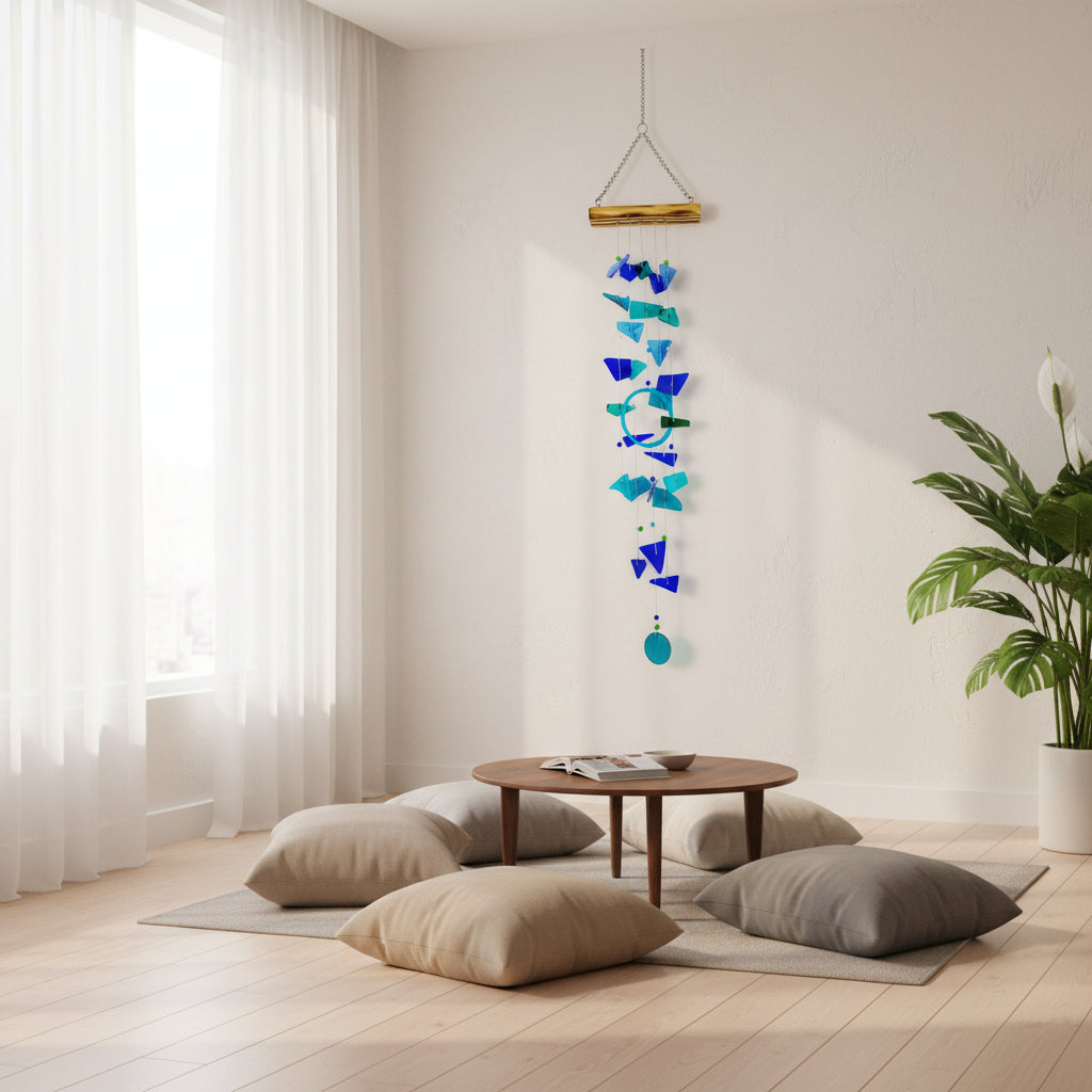 Zen Blue Stained Glass Windchime - myBageecha