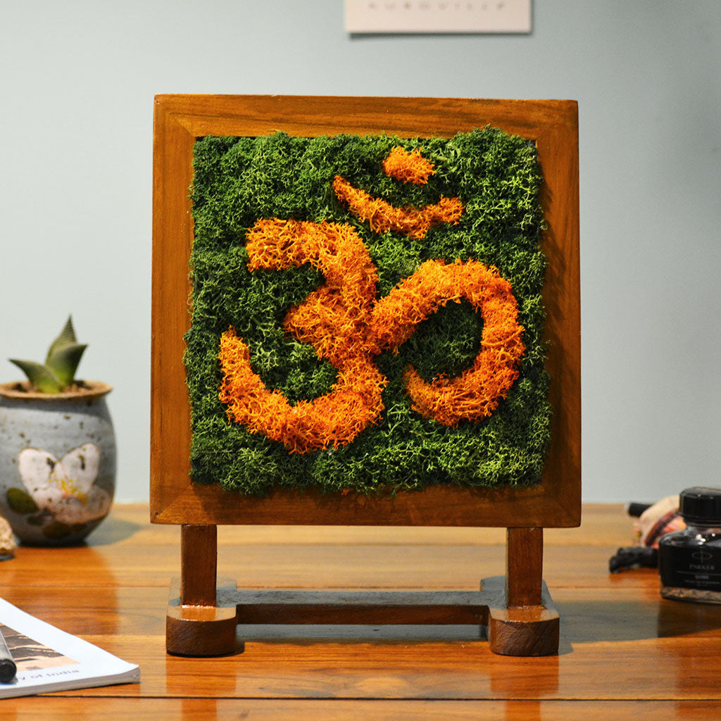 AUM Tabletop Preserved Moss Frame with Stand