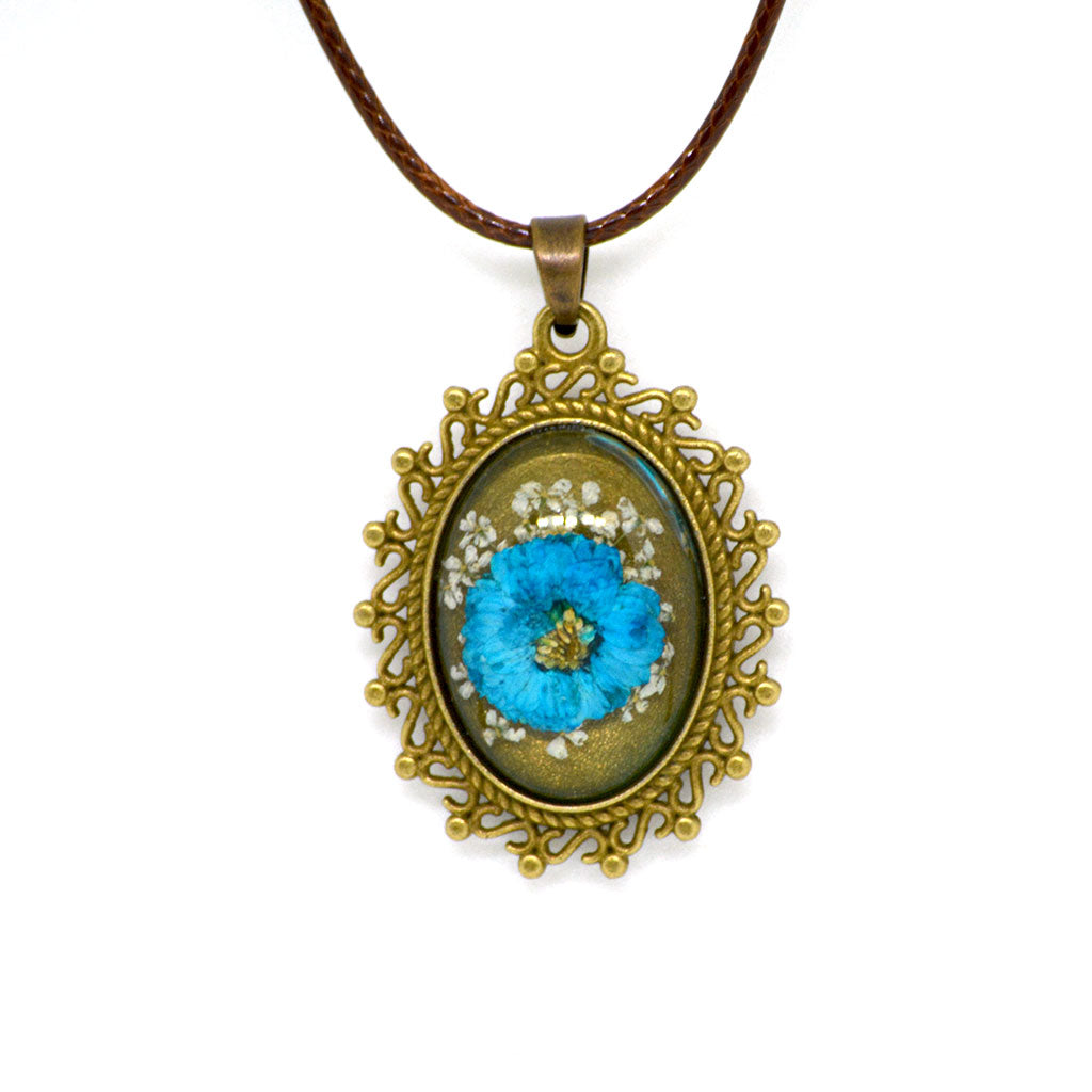 Azure Fantasia Real Dried Flower Necklace - myBageecha