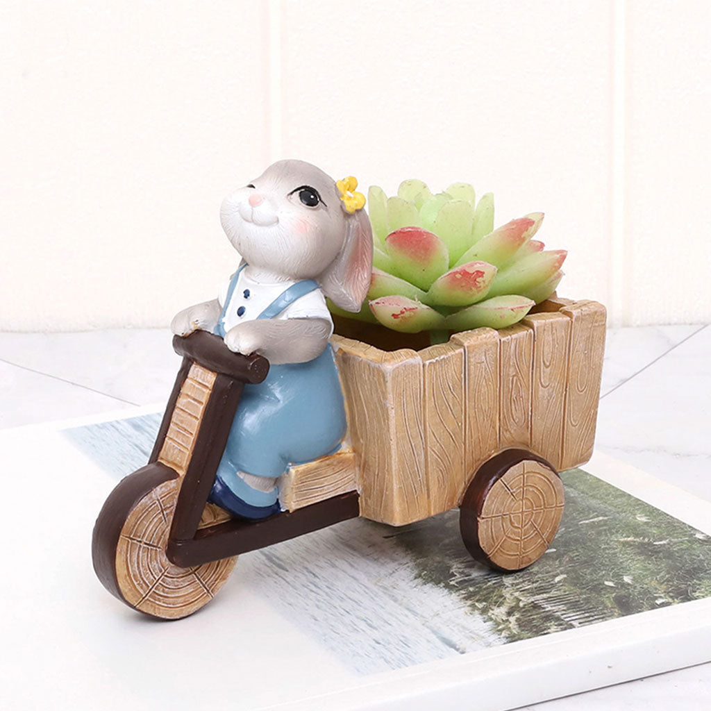 Bunny Riding Cycle Resin Succulent Pot - myBageecha