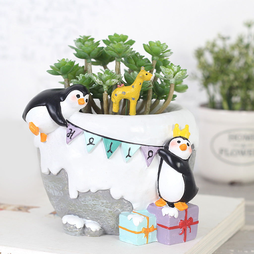 Penguins Celebrating Resin Succulent Pot - myBageecha