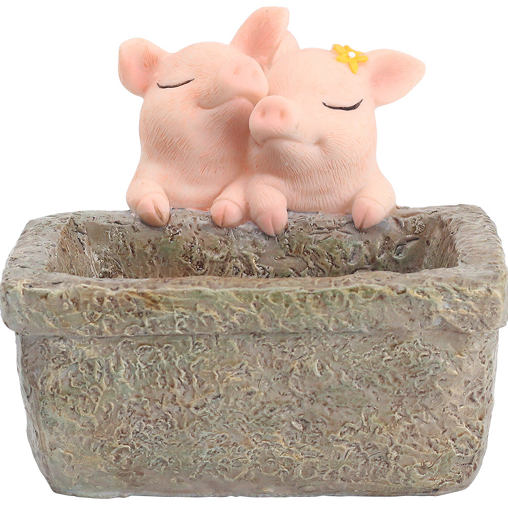 Cute Pig Romantic Couple Resin Succulent Pot - myBageecha
