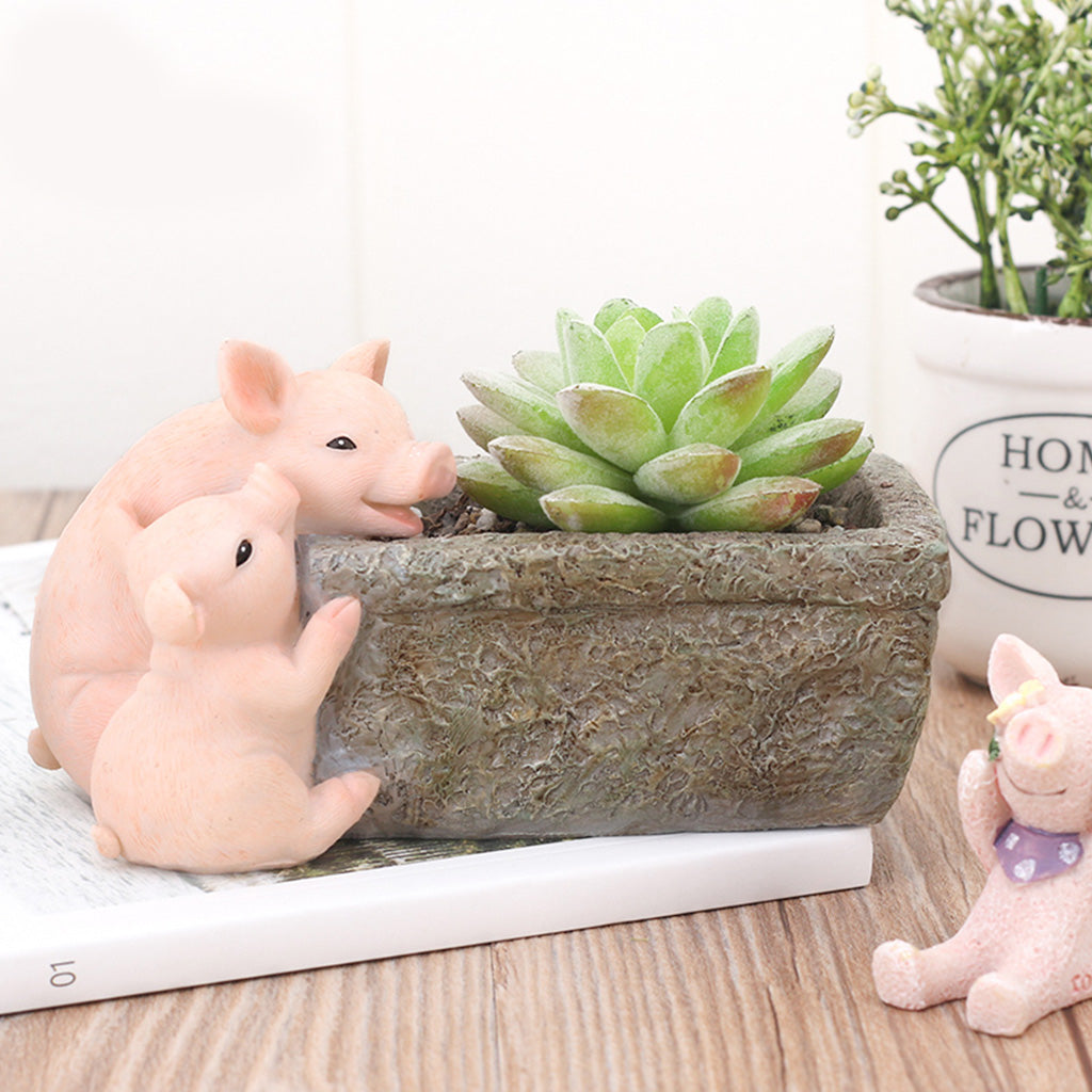 Cute Pigs Playing Resin Succulent Pot - myBageecha