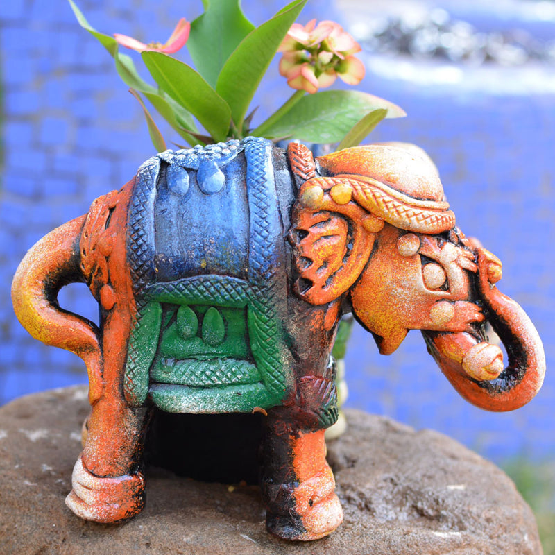 Set of 2 Decorative Terracotta Elephants