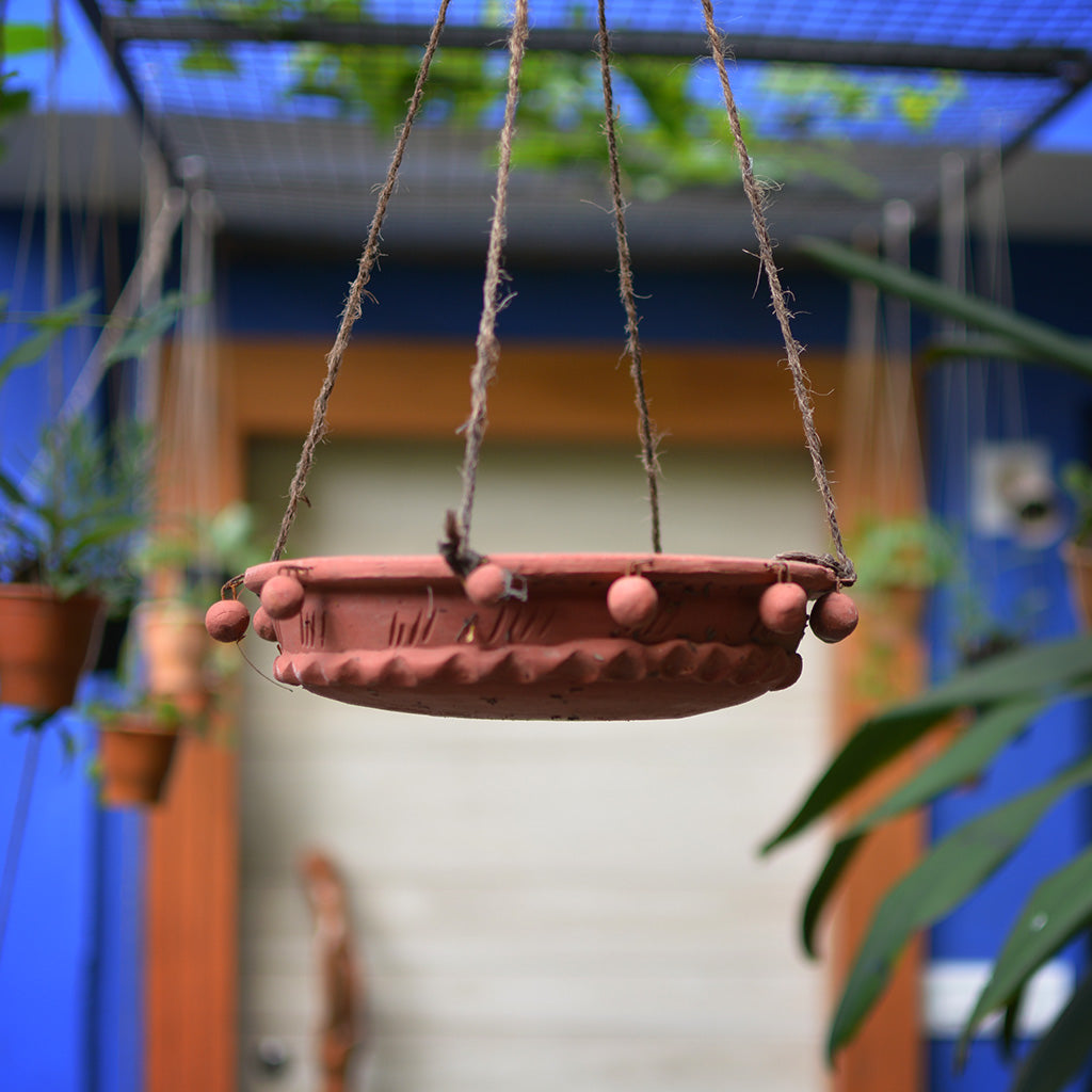 Flat Hanging Terracotta Birdfeeder Planter - myBageecha