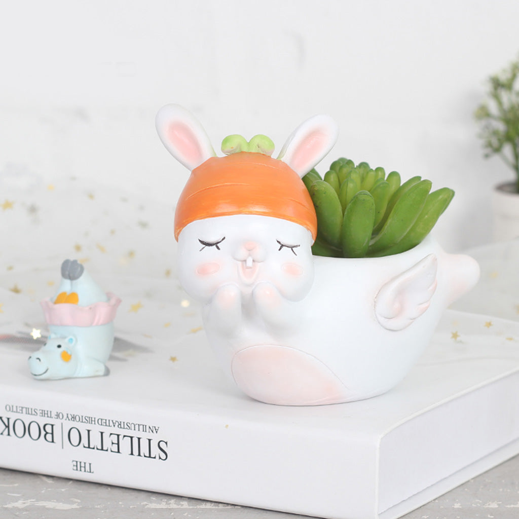 Cute Flying Rabbit Resin Succulent Pot - myBageecha