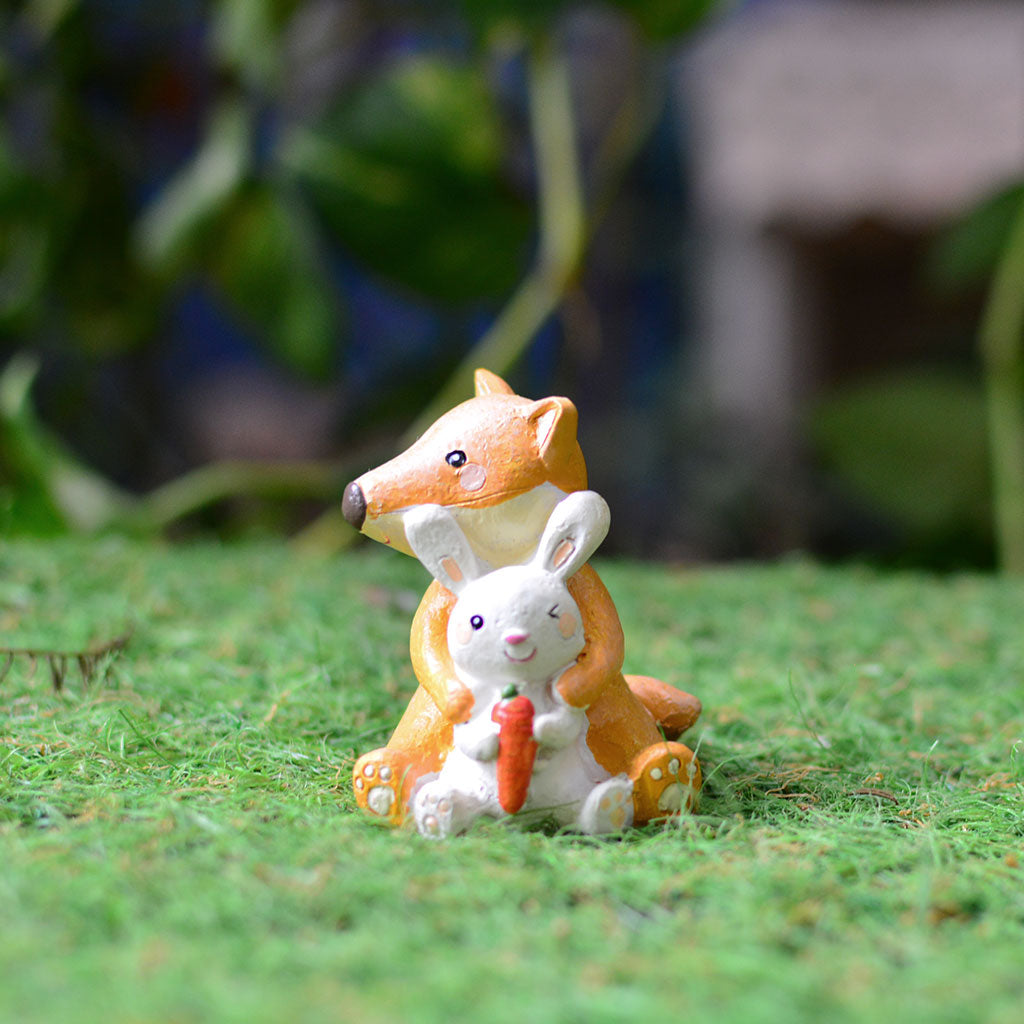 Miniature Fox Cuddling Rabbit Decor - myBageecha