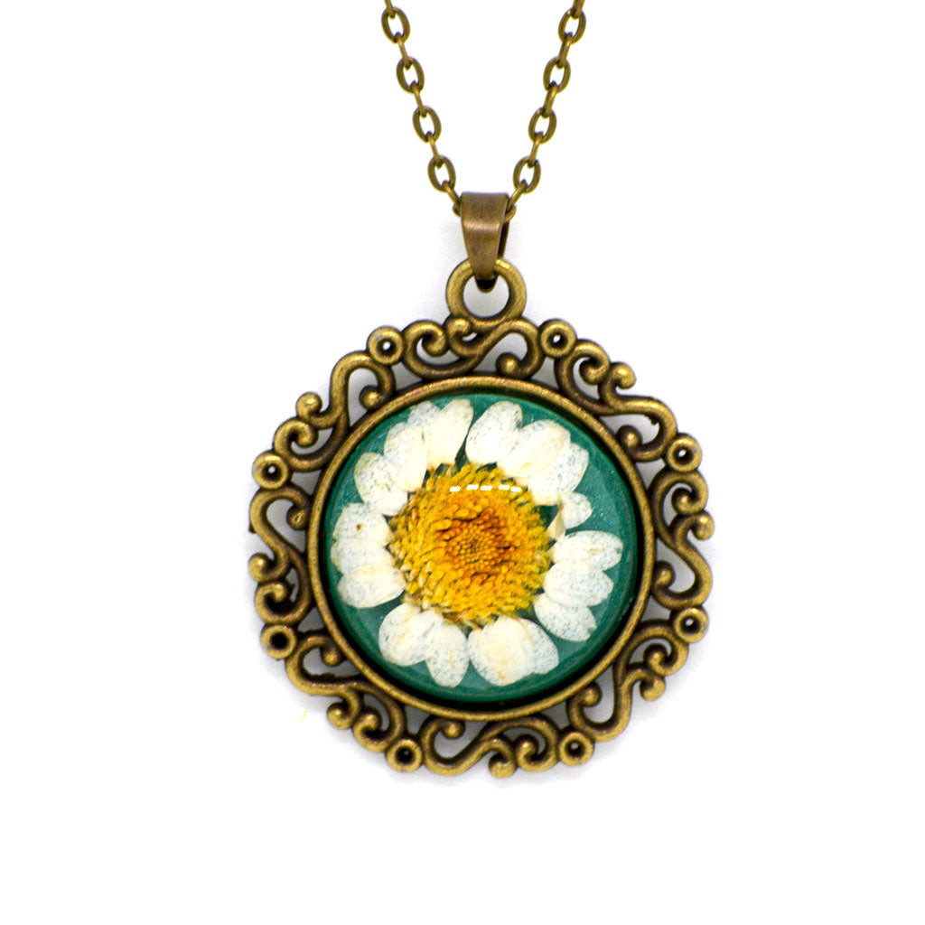 Frosted Daisy Real Dried Flower Necklace - myBageecha