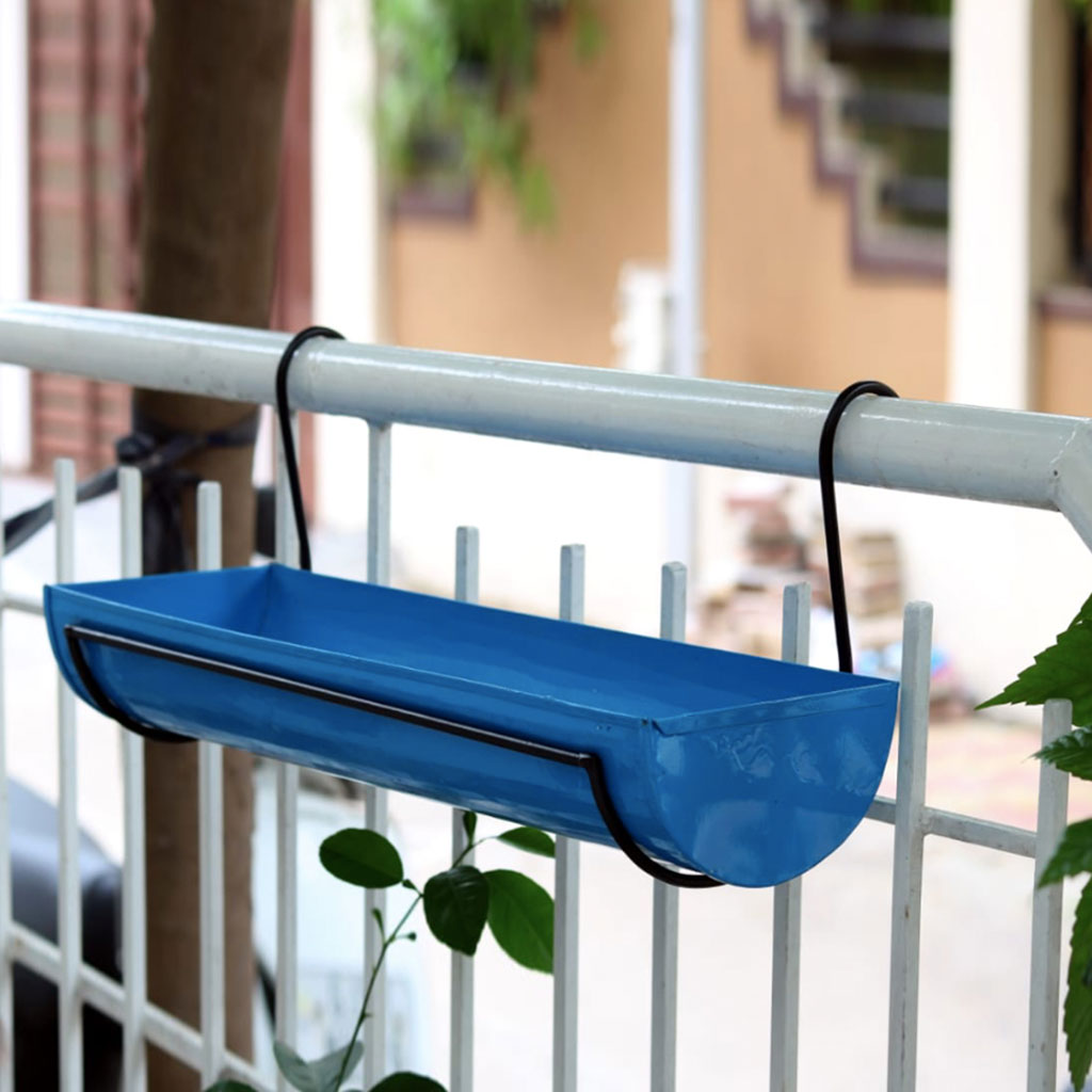 Hanging Railing Pots with Stand placed on balcony railing- myBageecha