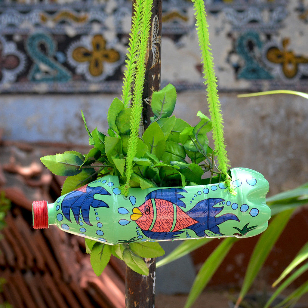 Hand-Painted Marine Fish Horizontal Pot | Hanging Planter