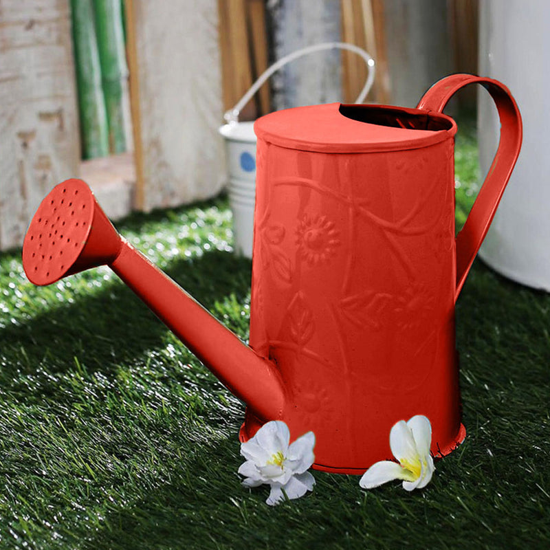 Design Embossed Metal Red Watering Can Garden Essentials myBageecha - myBageecha