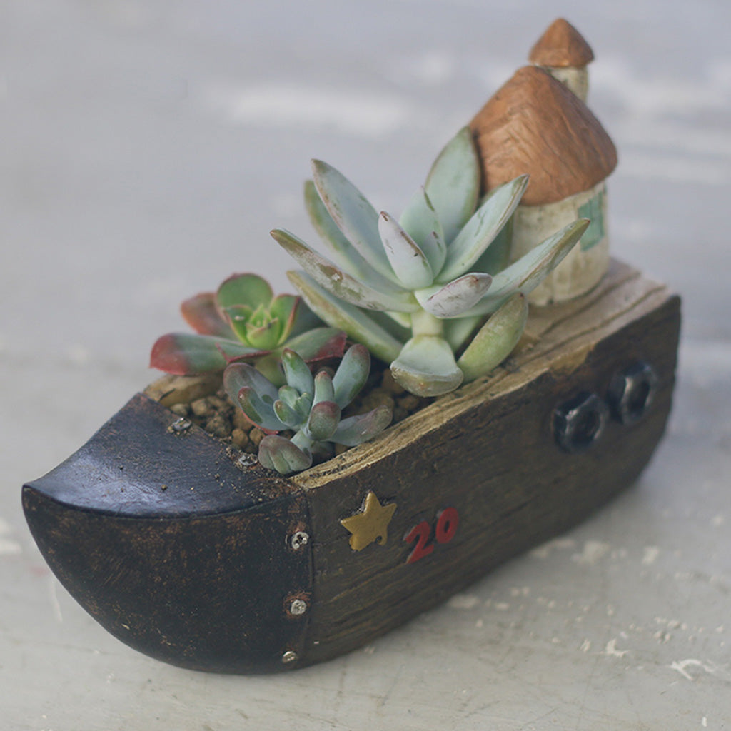 Boat with Hut Resin Succulent Pot - myBageecha