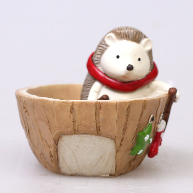 Hedgehog Rowing Boat Resin Succulent Pot
