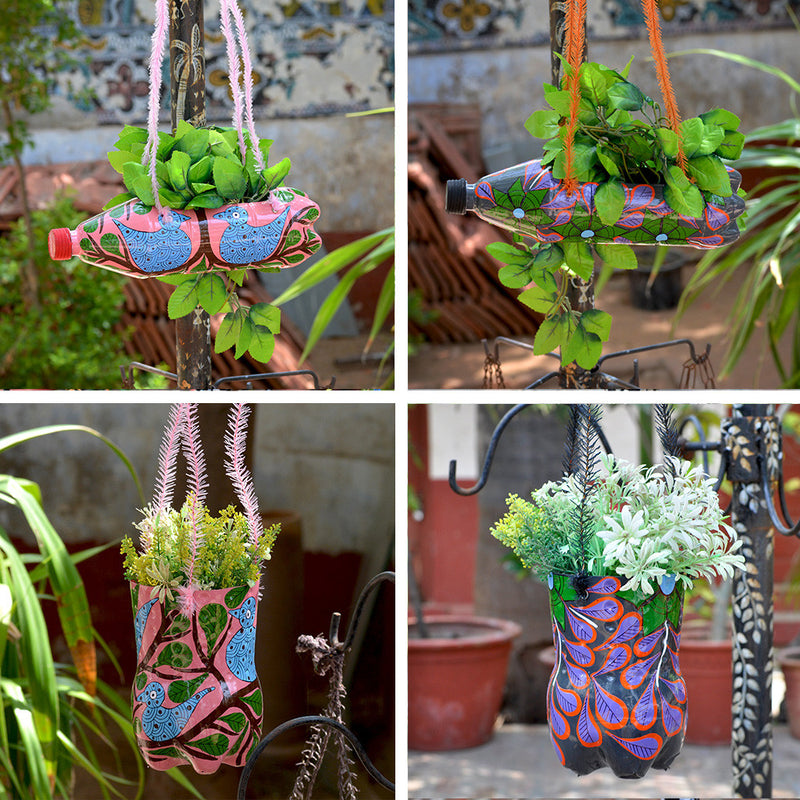 Set of 4 Hand-Painted Pots Garden Essentials myBageecha - myBageecha