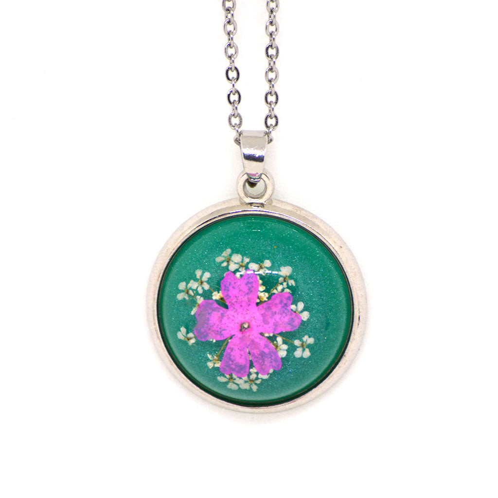 Turquoise Pop Real Dried Flower Necklace - myBageecha