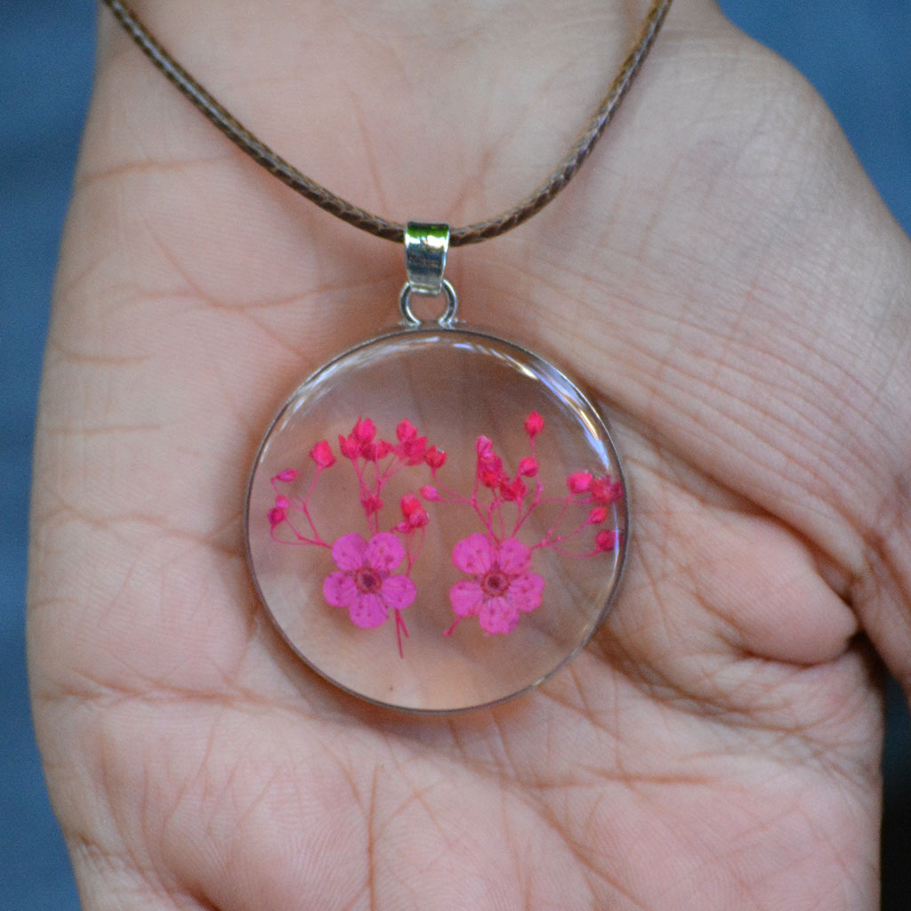 Twin Fuchsia Real Dried Flower Necklace - myBageecha